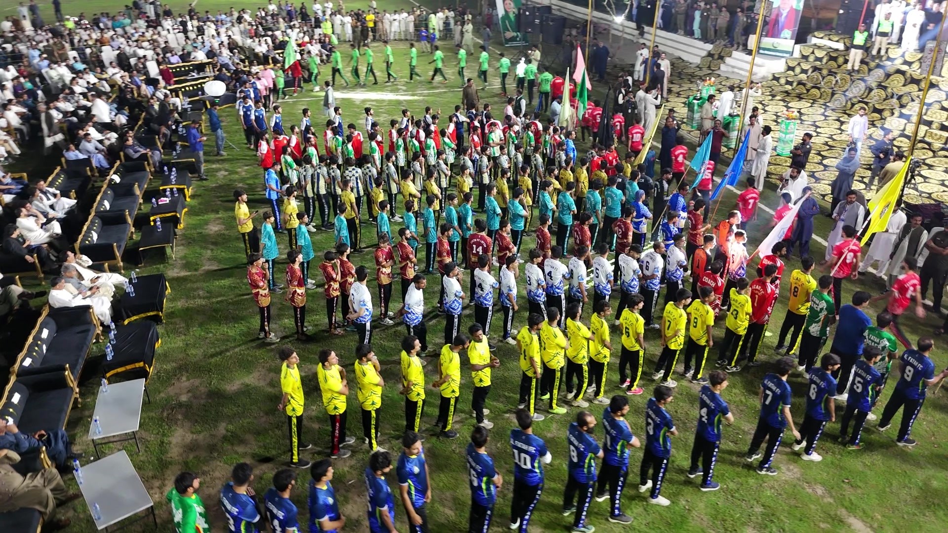 March past of teams at the opening ceremony of Layyah Football League 2026